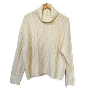 Abercrombie & Fitch Cable Knit Chunky Turtleneck Sweater Size M Fisherman Preppy